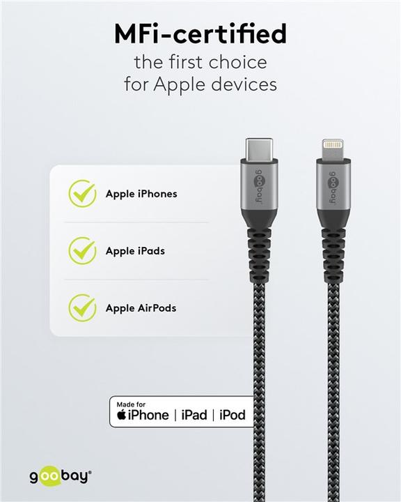 Produktbild Goobay USB C — Lightning (0.50 m, USB 4.0, 60 W)