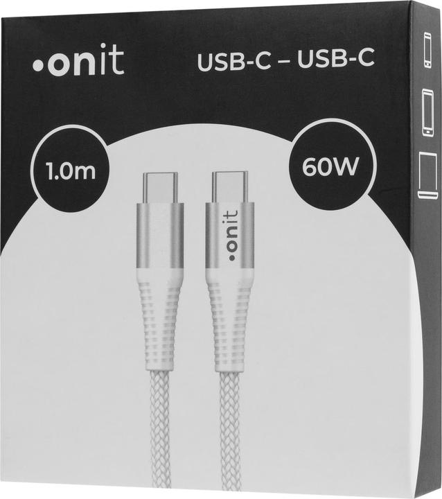 Produktbild Onit USB 3.0-Kabel USB C - USB C 1 m, Weiss (1 m, USB 3.2 Gen 1, 60 W)