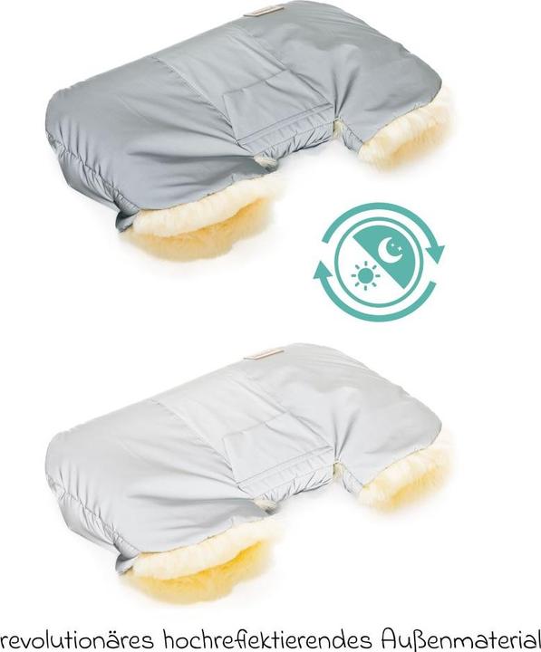 Actual product image Fillikid Fusssäcke für Kinderwagen & Buggys Lammfell-Handwärmer Nyby Reflect mit reflektierendem
