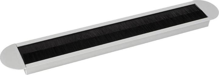Produktbild TecLines TKB004 Tisch Kabeldurchlass abgerundet geteilte Bürstendichtung, silber (Kabeldurchlass)