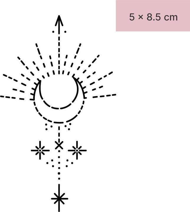 Image du produit minink Tatouage temporaire - Croissant de lune, soleil et étoiles