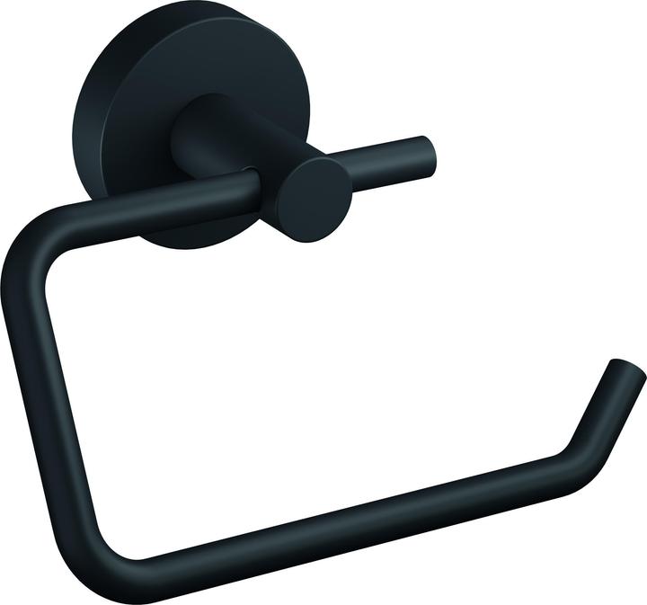 tesa MOON BLACK Toilettenrollenhalter inkl. Klebelösung ohne Bohren