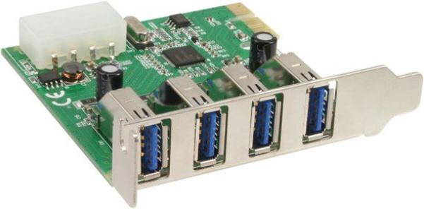 Produktbild InLine Schnittstellenkarte 4x USB 3.0 PCIe inkl. Low-Profile Slotblech
