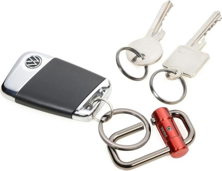 Actual product image Troika 2-WAY KEY Porte-clés avec 3 anneaux et fermeture coulissante, rouge/noir chromé