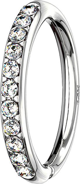 Star Piercing Micro Piercing Ring 14k weissgold seitlich Kristalle silber (ohne Messing, 14k Gold)