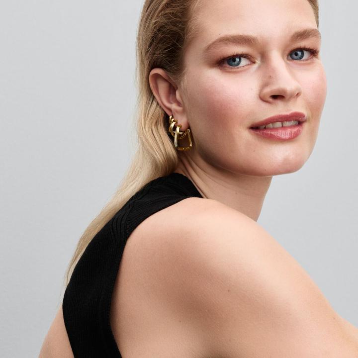 Actual product image Pandora Twisted Large Triangle Hoops (Metal, Gold plated)