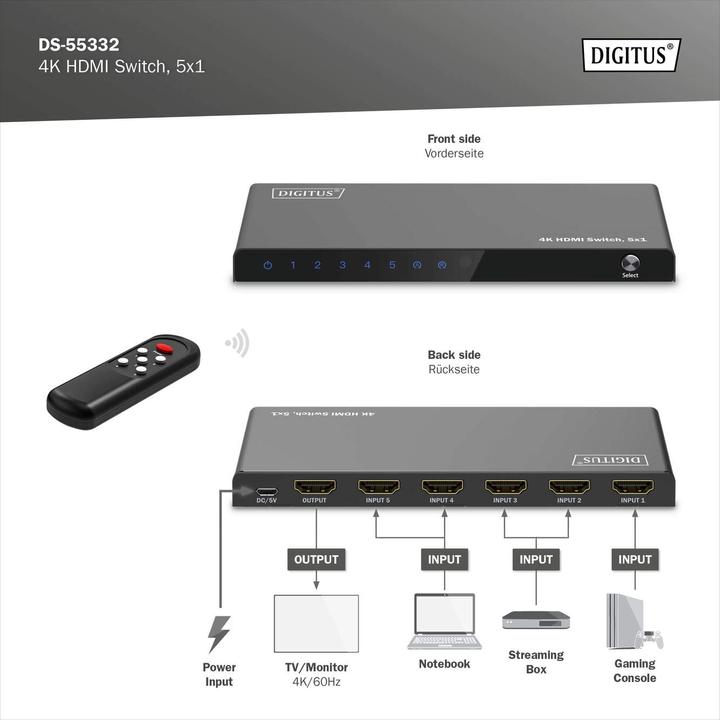Produktbild Digitus 4K HDMI Switch, 5x1