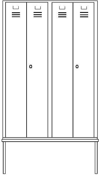 Actual product image Wolf Clothes locker with bench underneath (120 cm, 214 cm)