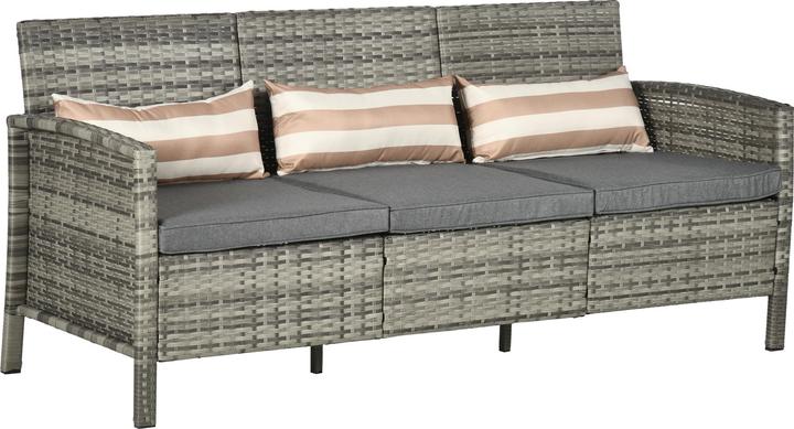 Produktbild Outsunny Rattan Loungesofa als 3-Sitzer