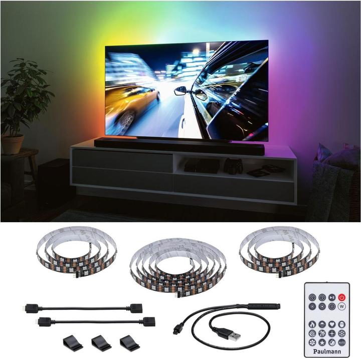 Actual product image Paulmann Luminaires USB TV Strips RGB 75 inch (RGB, 310 cm, Indoor)