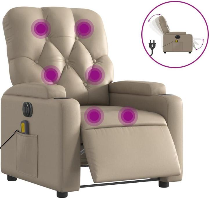 Image du produit VidaXL Fauteuil de massage Fauteuil de relaxation Fauteuil électrique Marron cappuccino