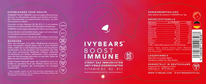 Nutritional values and ingredients IVYBears Boost IMMUNE 4 Pack (4 Piece, Gummies, 600 g)