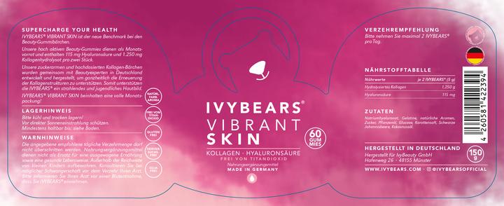 Nutritional values and ingredients IVYBears Vibrant Skin (4 Piece, Gummies, 600 g)