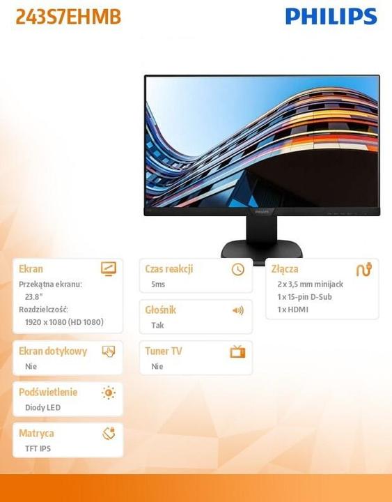 Produktbild Philips 243s7ehmb/00 (1920 x 1080 Pixel, 24")