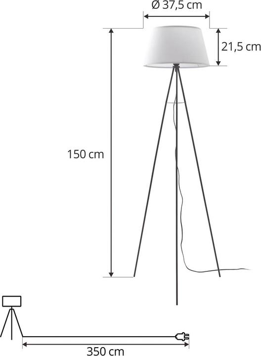 Produktbild Elc Elsika Tripod-Stehleuchte, Stoffschirm, weiss (E27)