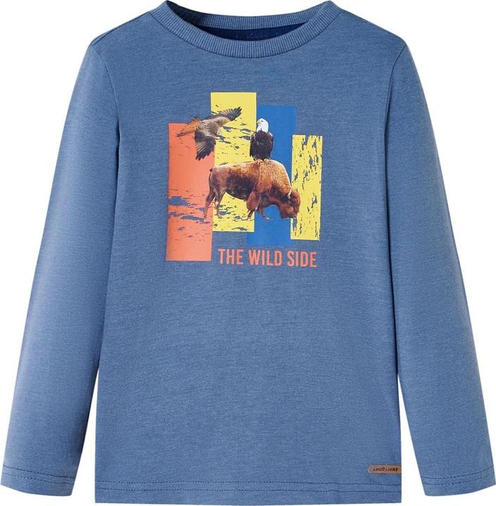 VidaXL Kinder-Langarmshirt Blau Melange 128,Material: 60 (128)