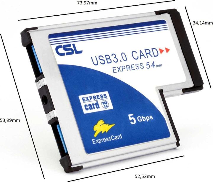 Actual product image CSL 2 Port USB 3.0 PCMCIA Express Card