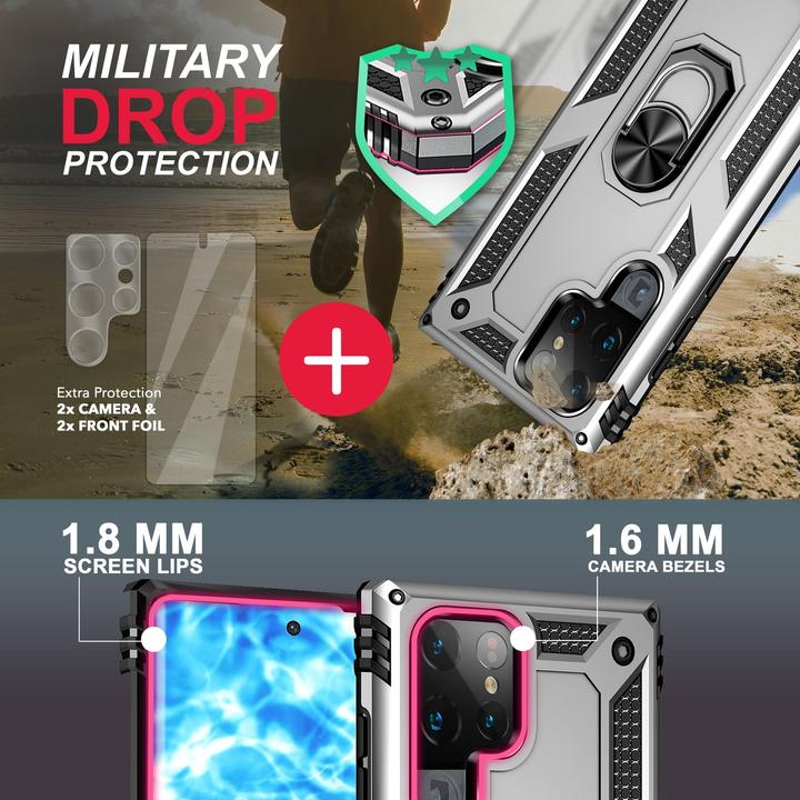 Actual product image Nalia Military-style ring cover with 2x display & camera protection (Samsung Galaxy S23 Ultra)
