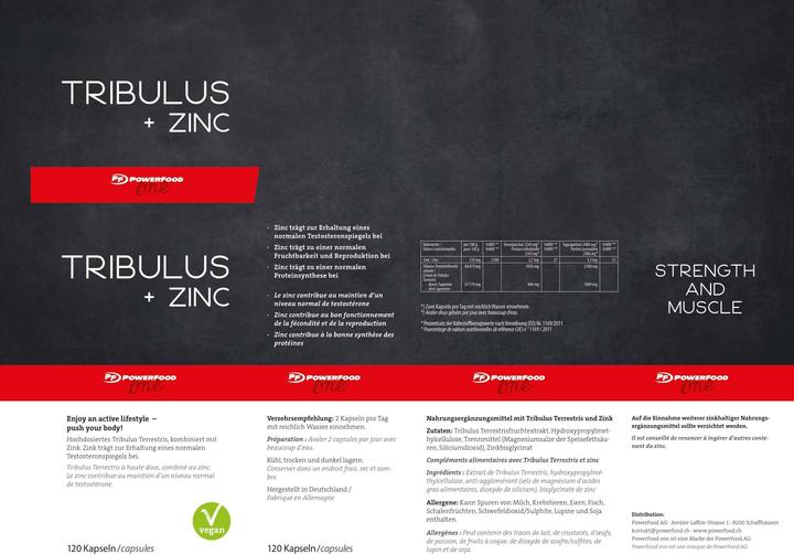 Nährwerte und Zutaten PowerFood One Tribulus + Zinc (120 Stück, Kapseln, 50 g)