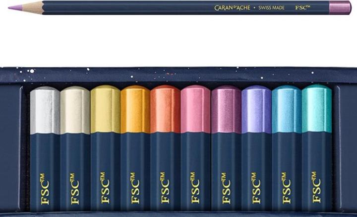 Caran d'Ache Cosmic Blue Farbset Sonderedition (Cosmic Blue Metallicfarben, 10 x)