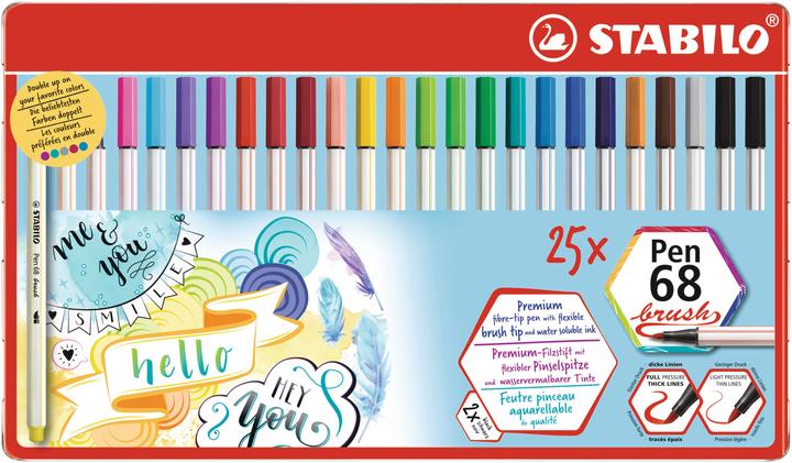 Image du produit STABILO Pen 68 brush Stylo feutre Premium (Multicolore, 25 x)
