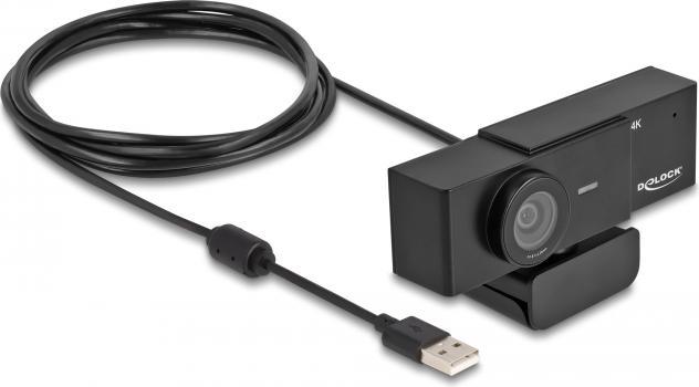 Produktbild Delock USB UHD Webcam mit Mikrofon 4K 30 Hz 110° Blickwinkel und Stativ (8.30 Mpx)
