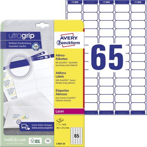 Productafbeelding Avery Dennison Mini 'tiquette d'adresse laser, 38,1 x 21,2 mm, blanc