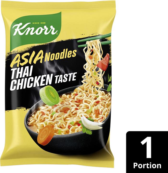 Produktbild Knorr Asia Noodles Thai Beutel, Asiatisch Instant Nudeln Snack, in nur 3 Minuten zubereitet (70 g)
