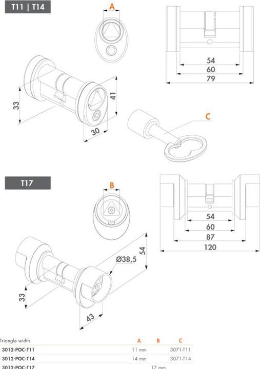 Produktbild Locinox Dreikantzylinder 3012-POC-T11
