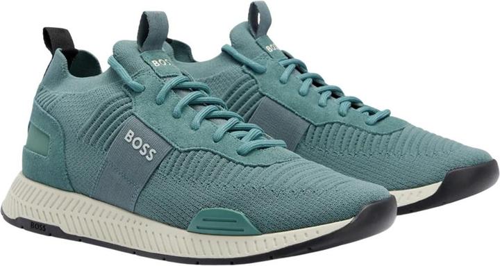 Actual product image BOSS Mens Titanium Suede Panel Running Trainers (38)