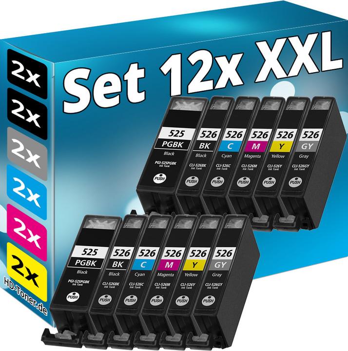 Image du produit Druckfuxx 12 TINTEN PATRONEN für CANON PIXMA IX6550 MG6150 MG6250 MG8150 MG8250
