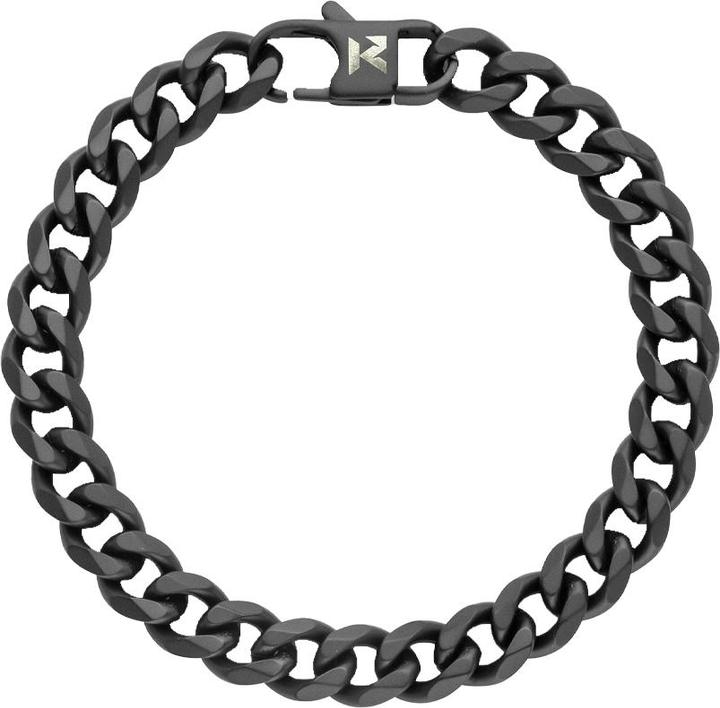K12 - Black Cuban Bracelet - 8 mm (21 cm, ohne Messing, Chirurgenstahl 316L)