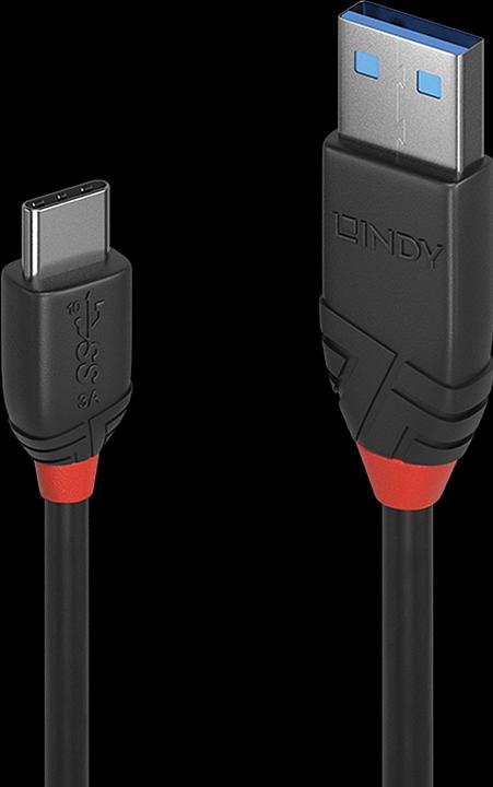 Actual product image Lindy black line (1 m, USB 3.1)