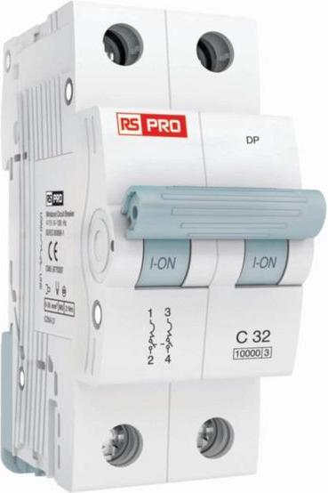 Actual product image Rs Pro MCB miniature circuit-breaker type B, 2-pole 16A 240V, breaking capacity 10 kA DIN rail mounting