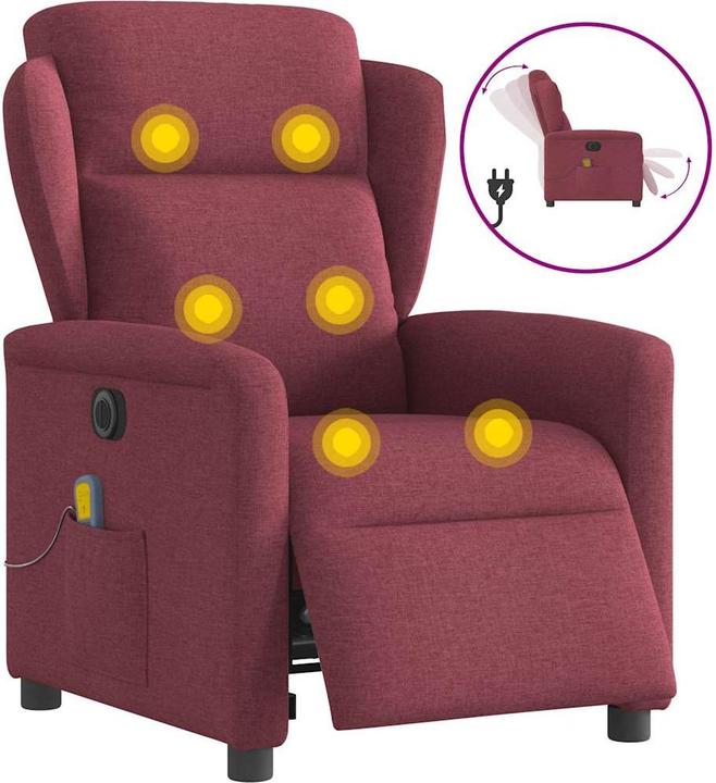 VidaXL Massagesessel Elektrisch Weinrot Stoff