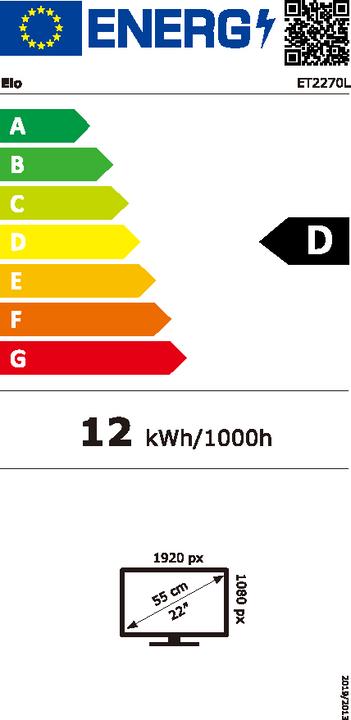 Energy Label ēlo ET2270L-2UWA-0-BL-G 22IN LCD (1920 x 1080 pixels, 22")