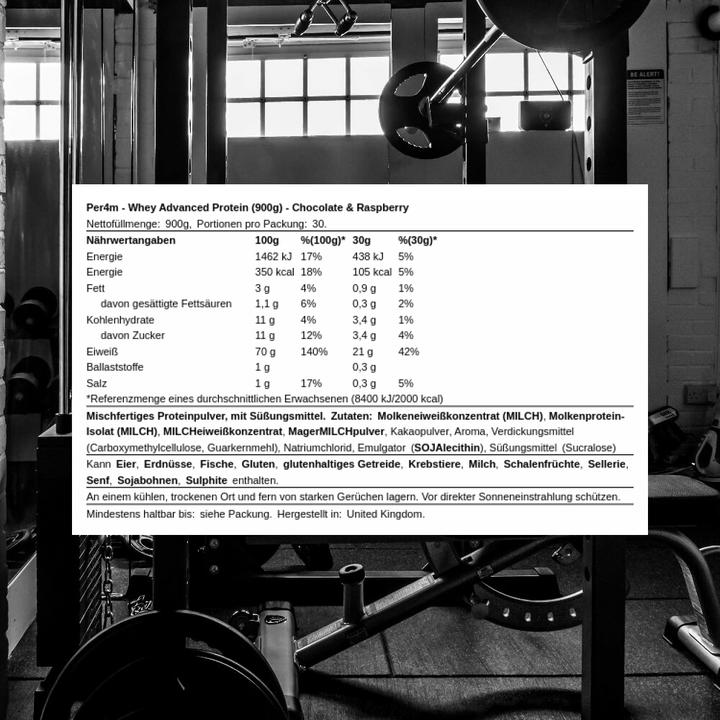 Actual product image Per4m Whey Advanced Protein (Chocolate & Raspberry, 1 pcs., 900.90 g)
