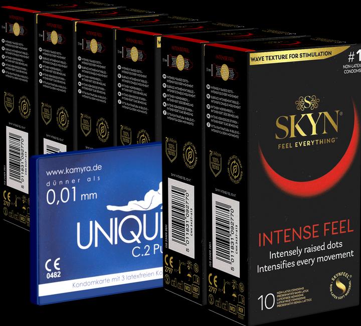 Skyn "Intense" value pack - 60 (6x10) latex-free condoms + 1x Kamyra Unique Pull free! (63 pcs.)