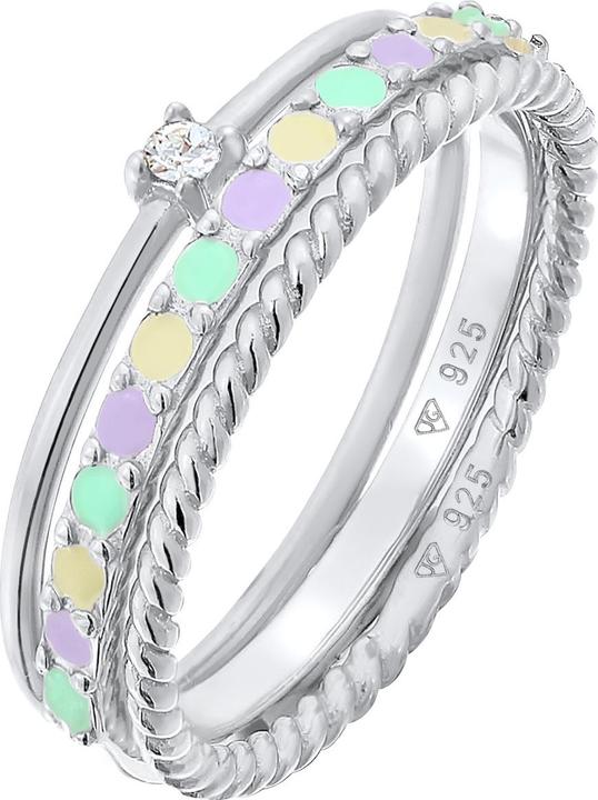 Produktbild Elli Ring Multi-Color Emaille Kristall 3er Set 925 Silber (52, 925 Silber)