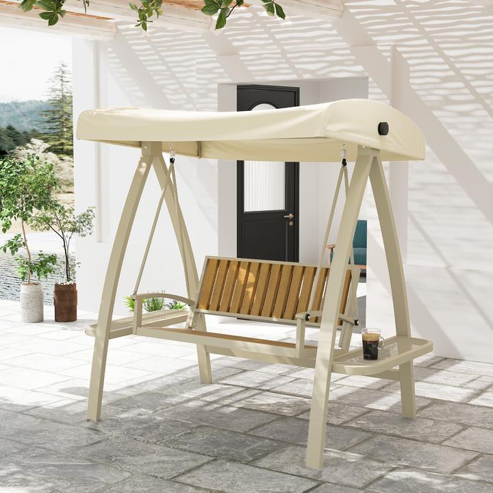 Actual product image Outsunny Hollywoodschaukel Metall, Kunststoff Beige