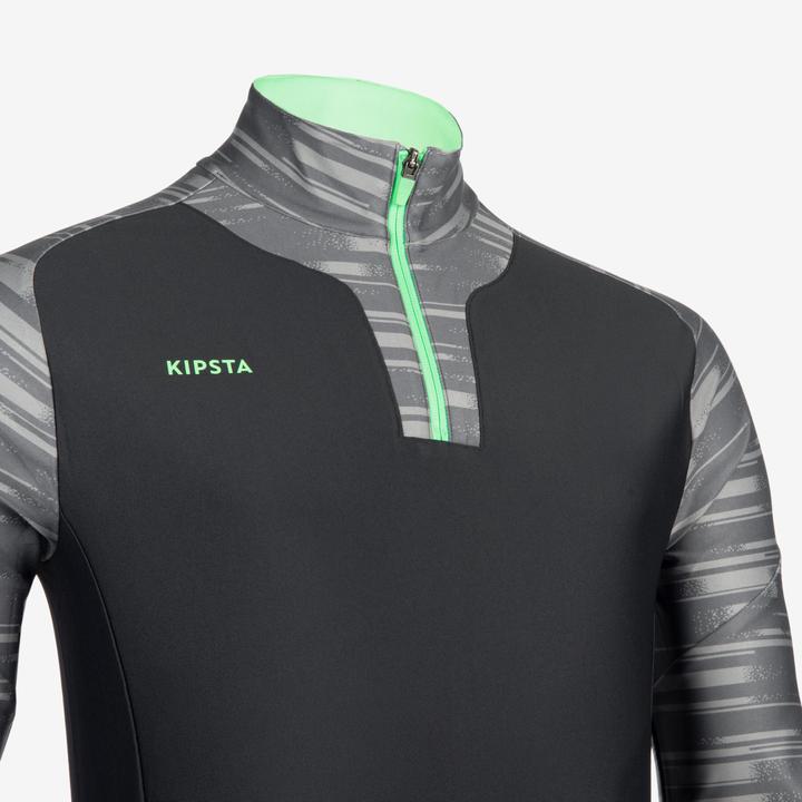 Image du produit Kipsta Sweatshirt 1/2 zip femme/homme de football - Viralto PXL gris/vert (M)