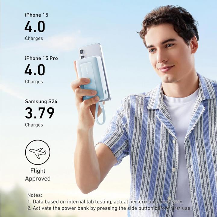 Actual product image Anker Power bank | Power Bank with Built-In USB-C Cable | A1689031 | 20000 mAh | 30W Output | Blue (20000 mAh, 30 W)
