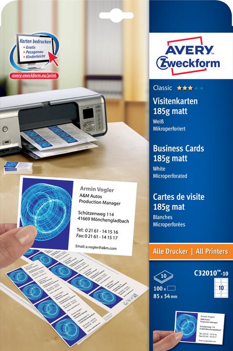 Produktbild Avery Klassisch (185 g/m², 10 x, A4)