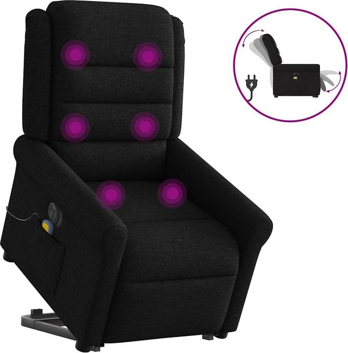 Immagine prodotto VidaXL Poltrona massaggiante elettrica con ausilio per la risalita, tessuto nero