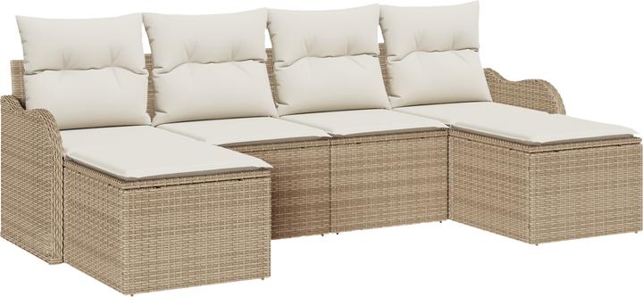 Actual product image VidaXL 6-piece garden sofa set with cushions Beige poly rattan