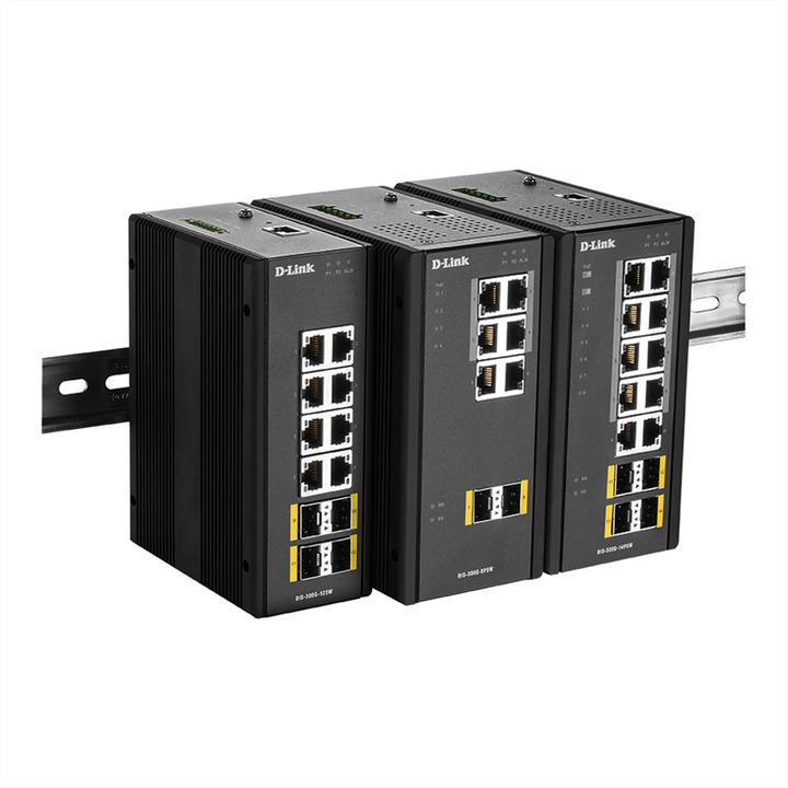 Produktbild D-Link 14 Port L2 Managed Industrie Switch with 10 x 10/100/1000BaseTX ports 8 PoE & 4 x 100/1000BaseSFP... (12 Ports)