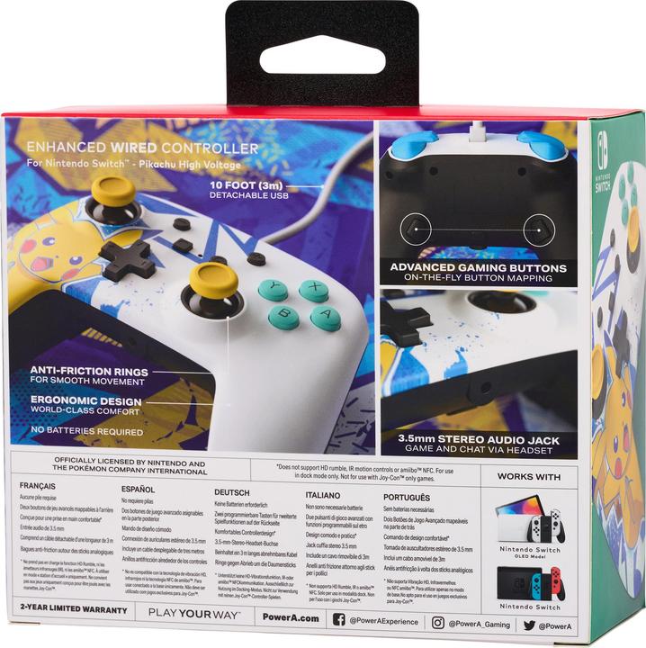 Image du produit PowerA Manette filaire améliorée pour Nintendo Switch - Pikachu High Voltage (Switch)