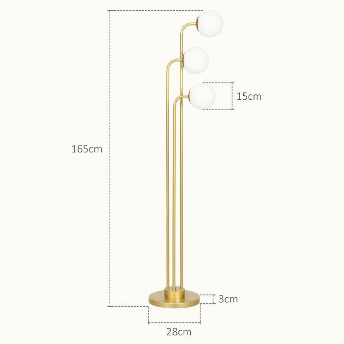 Actual product image Swisshandel24 Stehlampe mit 3 Lampenschirmen, 120W Leselampe, 1,65 m hoch Nachttischlampe (E27)