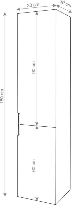 Produktbild Mendler Hängeschrank Midischrank Hochschrank Badezimmer Badmöbel, hochglanz 150x30cm - grau (150 x 30 x 30 cm)