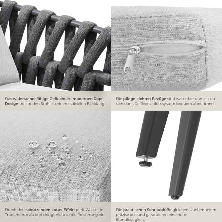 Produktbild tectake Stuhl Lugano im Rope-Design mit Aluminiumgestell